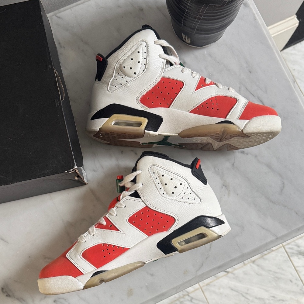 Air Jordan 6 Retro BG Kids Sneakers - Orange and White 7Y - Picture 7 of 13